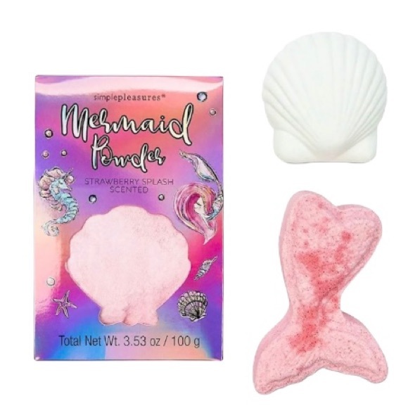 MERMAID Bath Gift Set 2 bath Fizzers and Bath Powder - Picture 2 of 12